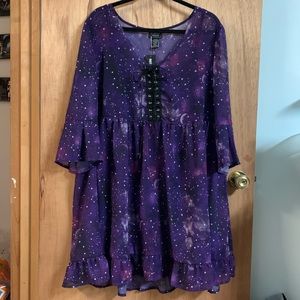HOT TOPIC MIDNIGHT HOUR Purple Galaxy Chiffon DRESS!